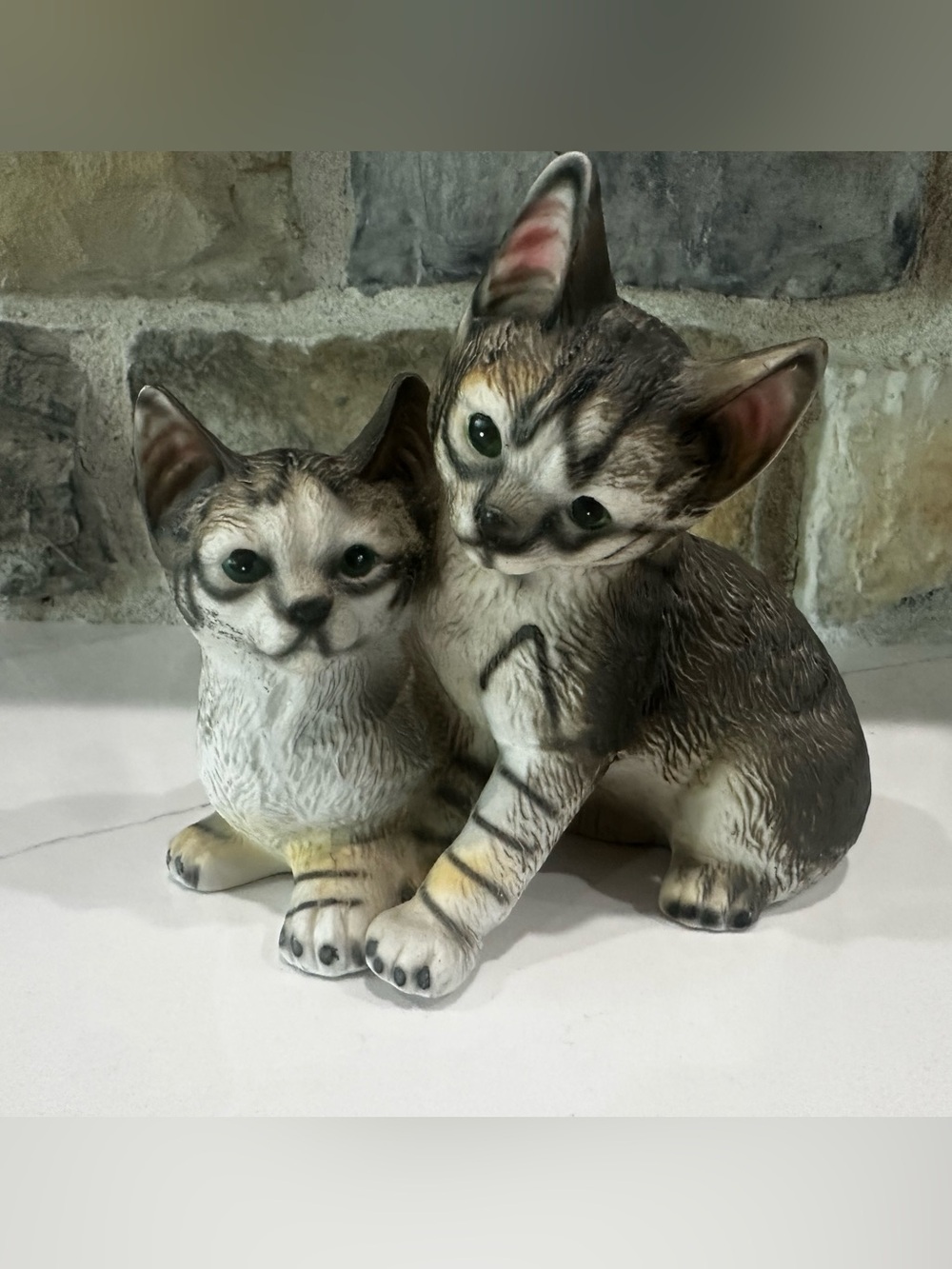 Vtg Green Eyed Stripe Tabby Sweethearts Cat Figurine Kittens Cat Collection 7”